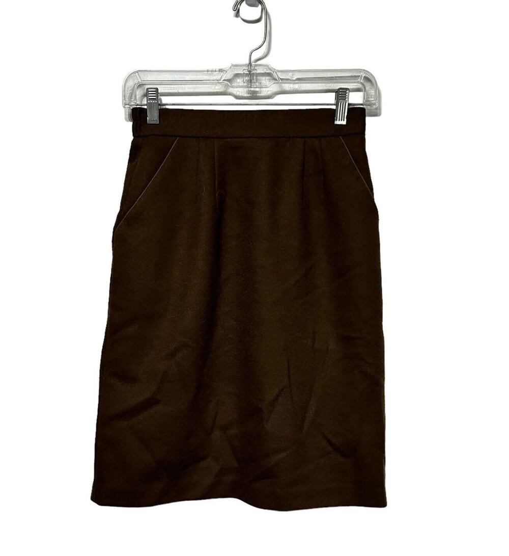 Vintage Ferrari Original Car Brown Wool Uniform Pencil Skirt waist 24 XS